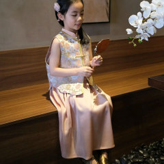汉服女童夏装2025新款儿童国风新中式印花马甲薄款女孩高端上衣潮