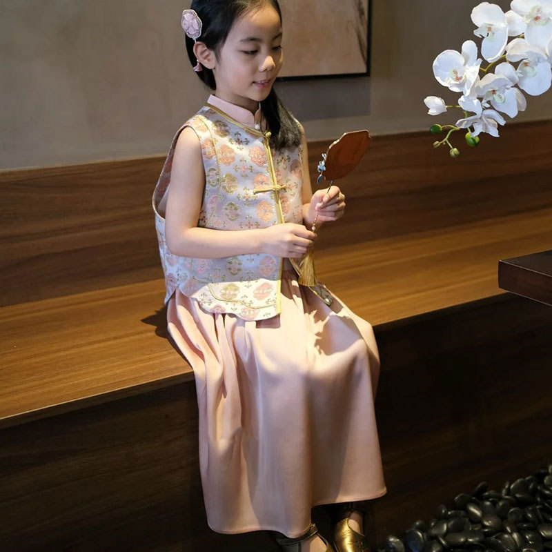 汉服女童夏装2025新款儿童国风新中式印花马甲薄款女孩高端上衣潮|undefined