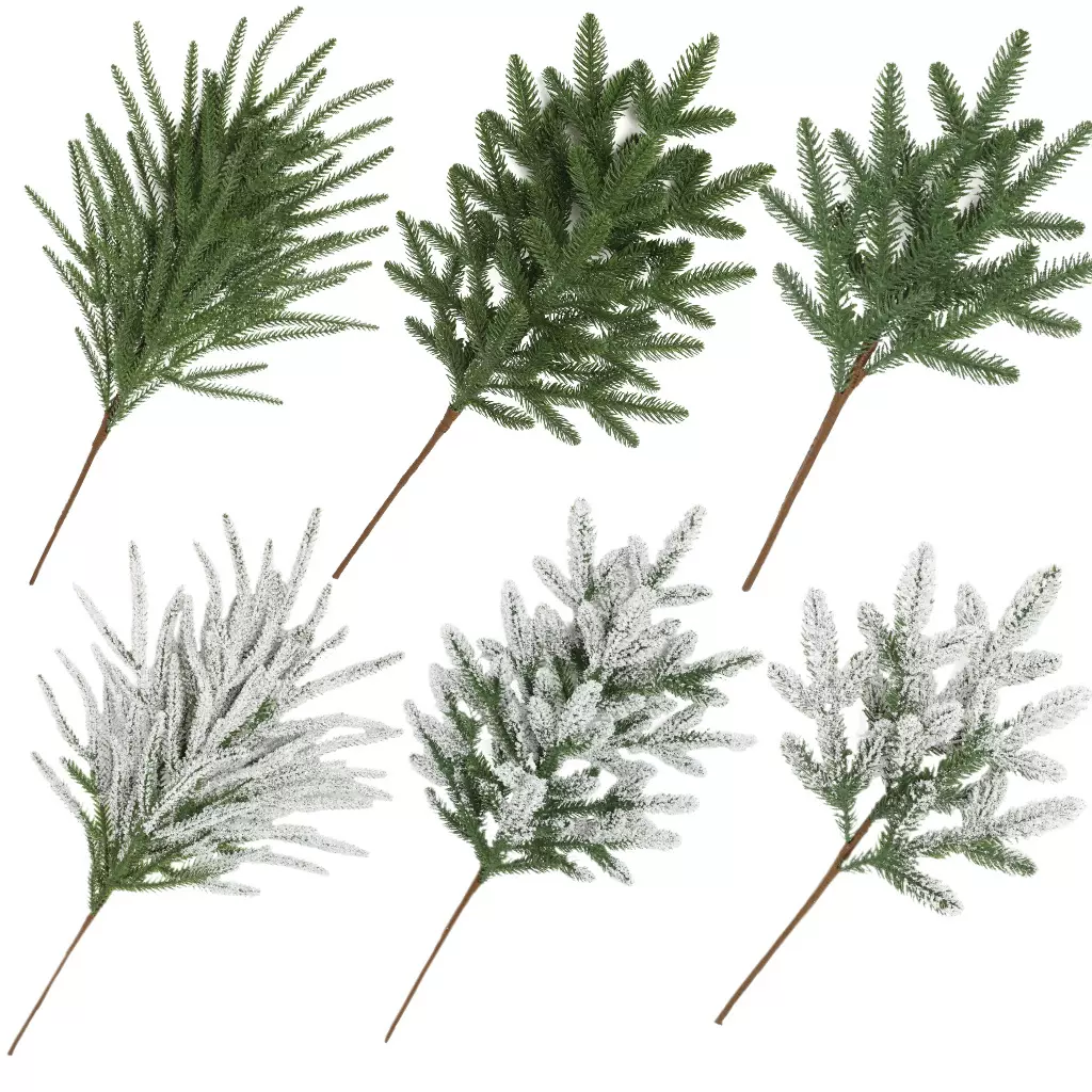 跨境热销仿真圣诞松针松支家居装饰摆件节日礼物气氛布置假花批发