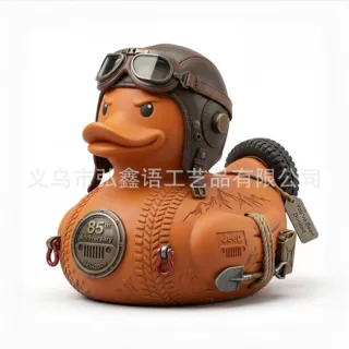 跨境新款树脂工艺摆件创意飞行员鸭子摆件家居办公桌面装饰摆件