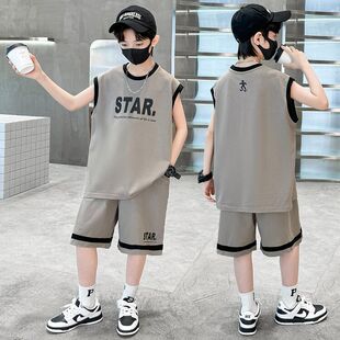 Boys Summer suit Basketball Suit 2024 New Summer Sleeveless Fashion Breathable Children Summer Sports Leisure Back