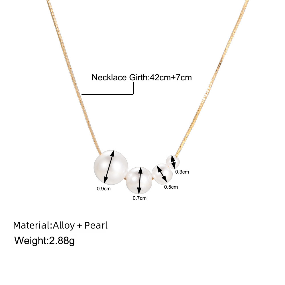 Einfache retro Perle halskette neue frauen schlüsselbein kette licht luxus nische design schlange knochen kette_voghion.com