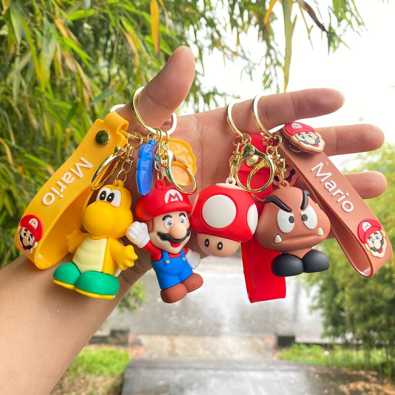 Cross-Border Super Mary Mario keychain cartoon small gift car key chain bag PVC pendant wholesale