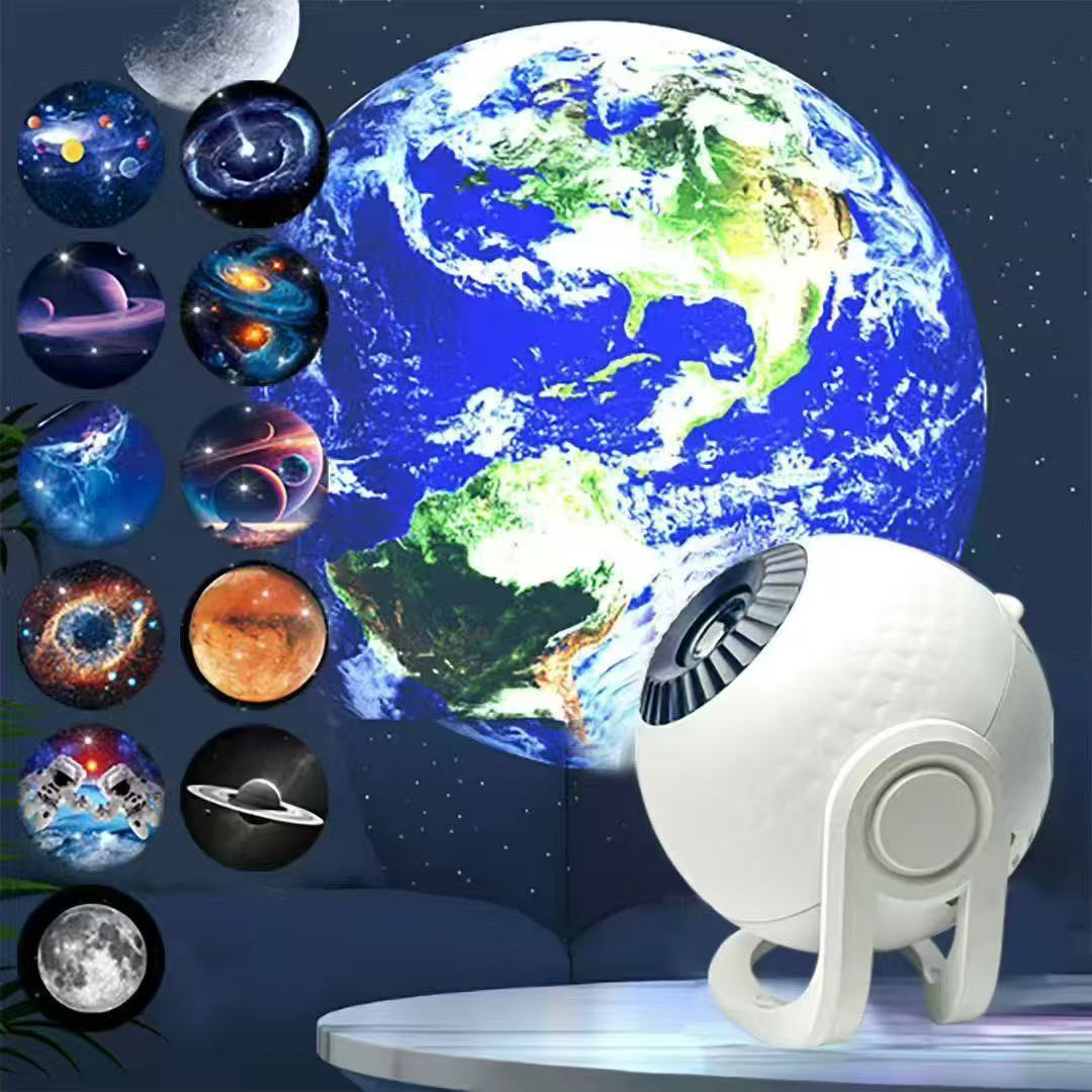 2025新品跨境地球仪银河星空投影灯卧室氛围灯高清调焦USB小夜灯