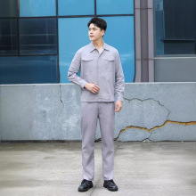 全棉工作服长袖短袖摁扣衬衫套装男工厂车间劳保服吸汗耐磨透气