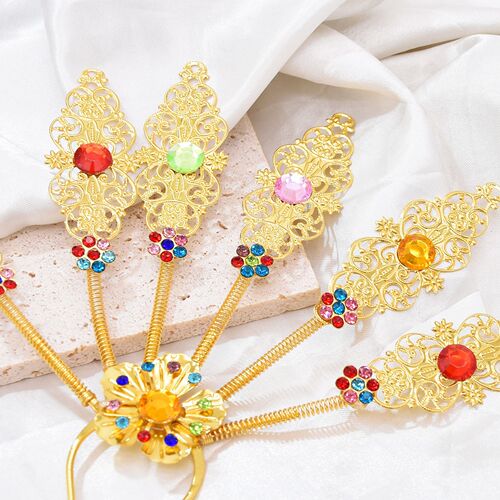 New Dai style hairpin peacock leaf hairpin alloy diamond-encrusted Thai ethnic style leaf hairpin accessories for women