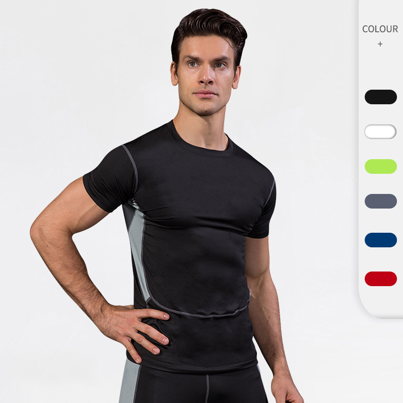 Special Offer Men's Pro Sports Fitness Running Elastic Sweat-Wicking Quick-Drying Short-Sleeved Shirt T-Shirt 1033 Trendy Fitness