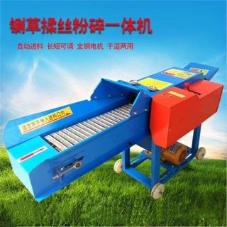 卧式新鲜秸秆牧场铡草机 6吨养殖饲料揉丝机 农用三轮草料切碎机