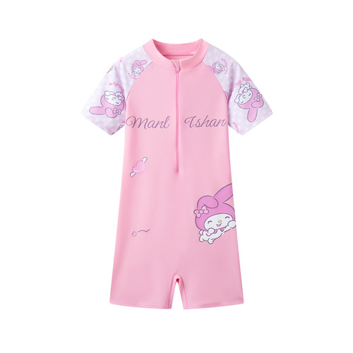 Cartoon Melody Rabbit Children's Swimsuit for Girls, Hot Spring Water Play Training Suit, Cute Baby Quick-Drying Bodysuit Swimsuit