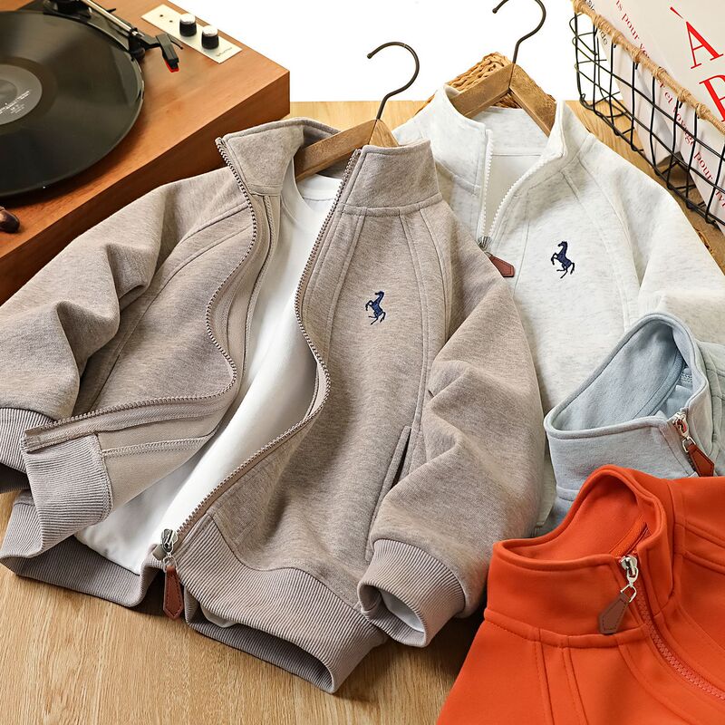 Children's Embroidered Stand-Collar Jacket 2026 New Model Boys' Spring and Autumn Casual Zip-Up Sweatshirt Hot Sale