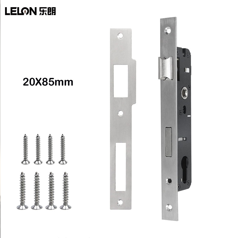 Cerradura de puerta de aleación de aluminio con rotura de puente térmico de acero inoxidable personalizada, cuerpo de cerradura estrecho estándar europeo 2085 para puertas de apertura plana con marco estrecho.