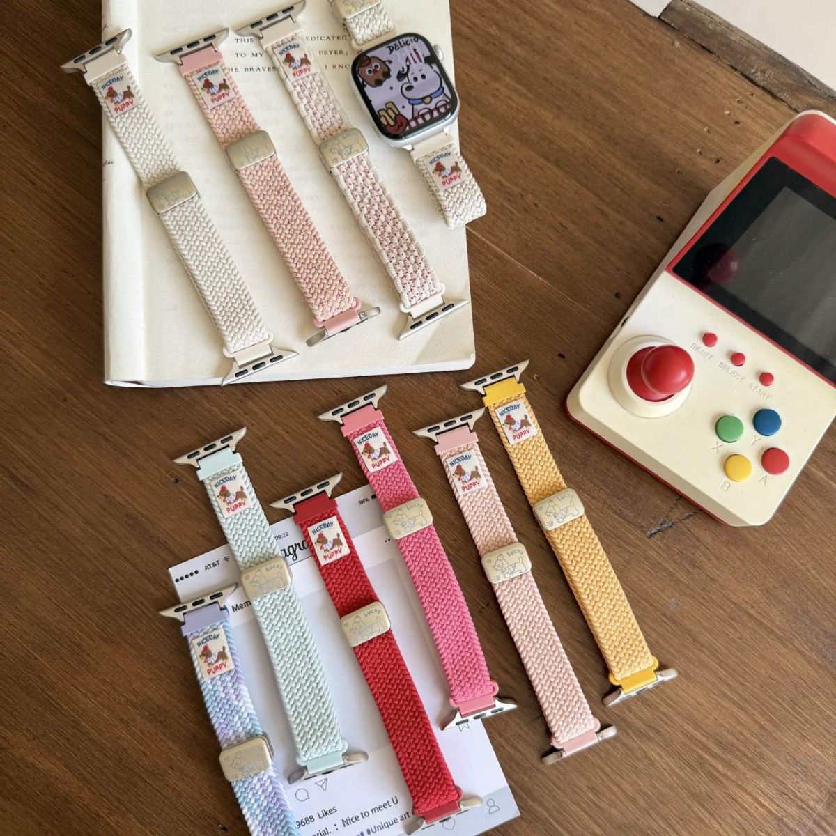 腊肠小狗细款磁吸编织表带适用苹果手表iwatch12代11/10UltraSE
