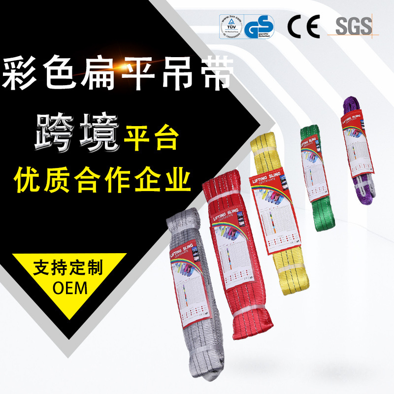 销售EB型扁平吊带 高抗磨高强度涤纶丝起重带 带环眼吊装带
