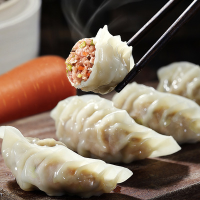 入口为鲜三鲜鲜肉饺广式蒸煎饺子酒店茶楼早餐茶点速冻食品504g|ru