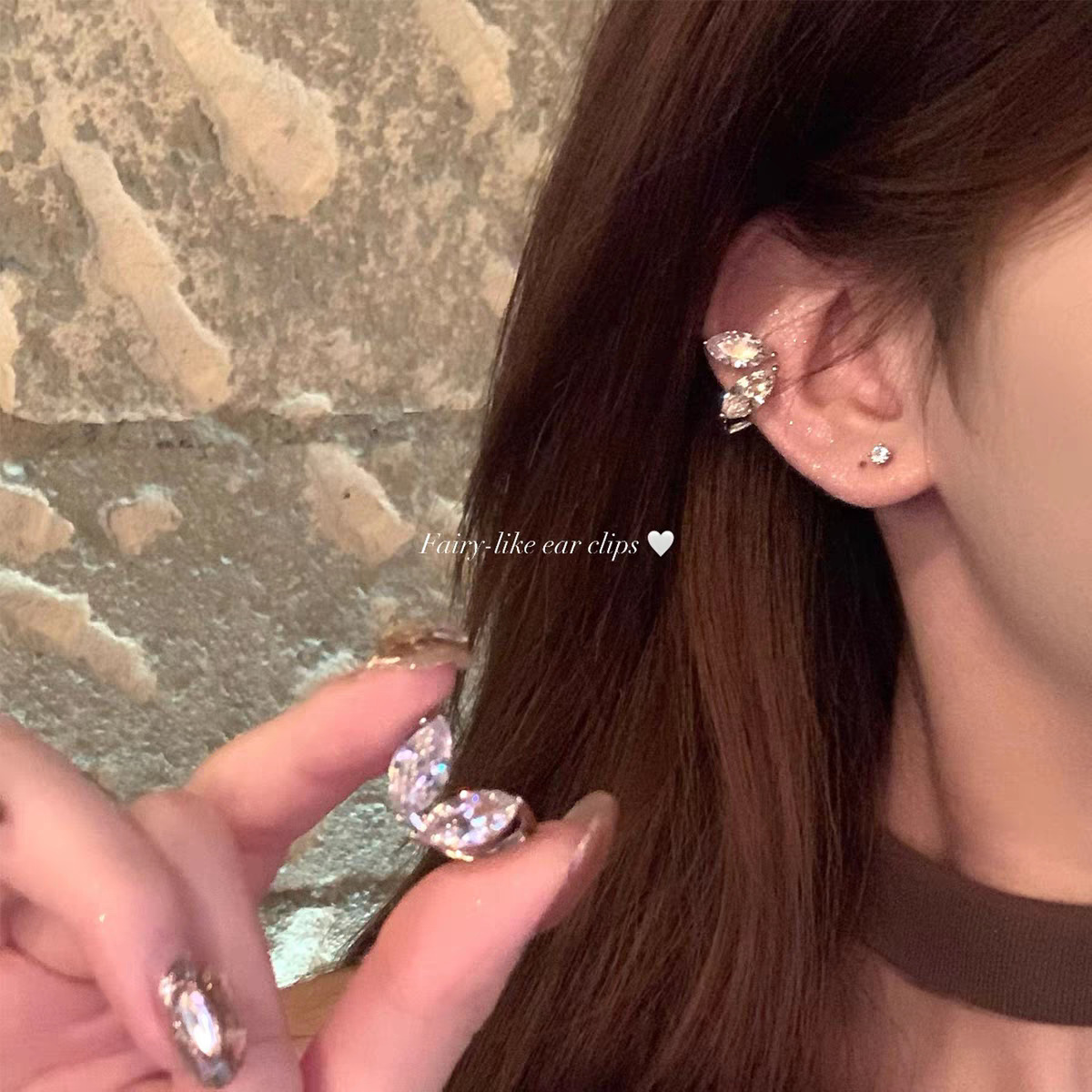 爆闪锆石精灵耳骨夹女轻奢高级感无耳洞耳夹耳饰独特漂亮气质耳环