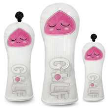 治愈系屁桃君高尔夫木杆套少女心球杆保护套白色灯芯绒球杆保护套