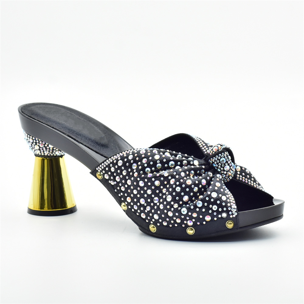 High Heels mit Schleife und Fischmaul aus Leder mit lässigen Sandalen und Handtaschen-Set_voghion.com