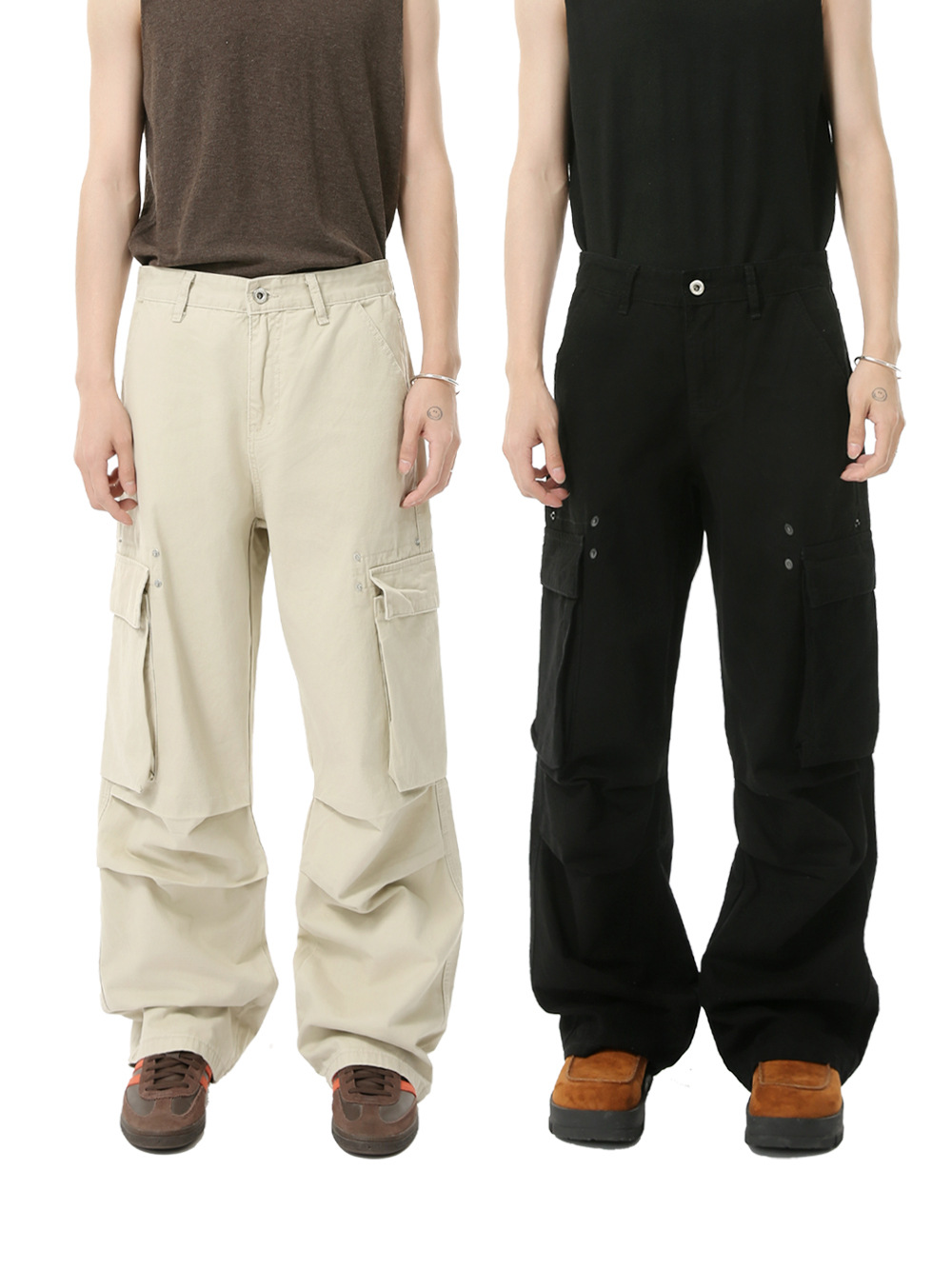 MTLCLOTHES Ropa de hombre | Cuatro estaciones cleanfit calle plisada algodón recto bolsillo grande mono pantalones de moda