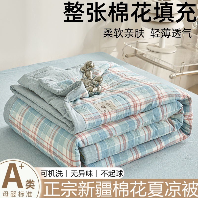 新疆棉花夏凉被A类可机洗水洗空调被春秋夏天薄被子礼品被批发