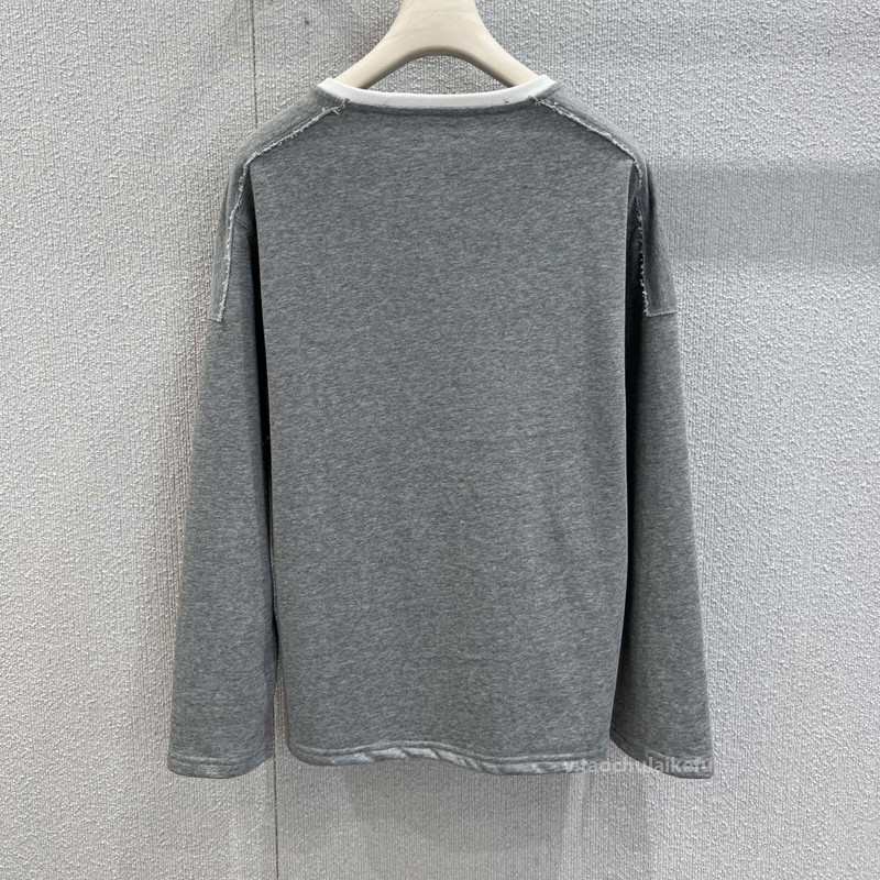 印花系带领口长袖T恤女 休闲舒适宽松百搭套头上衣早秋 ZT63521|undefined