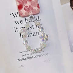 簡約百搭鐳射蝴蝶結花瓣透明異形圓珠子短款手工包包鑰匙扣手機鏈