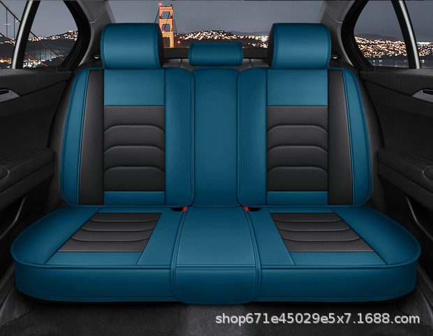 Four-Season Universal Car Seat Cover, Car Seat Cushion, Nappa Leather Fully Enclosed Seat Cushion, Perforated, Breathable and Wear-Resistant, Five Seats