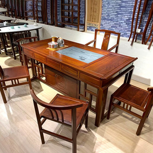 Mahogany Tea Table Tea Set suit Integrated Solid Wood Tea Table Induction Cooker Embedded Gechuang Furniture