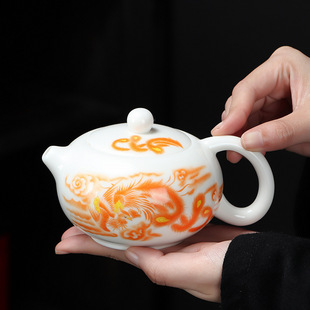 Suet Jade Porcelain Fengming Pot Singing Teapot Kung Fu Tea Set Xishi Pot Household Tea Pot Hand Gift