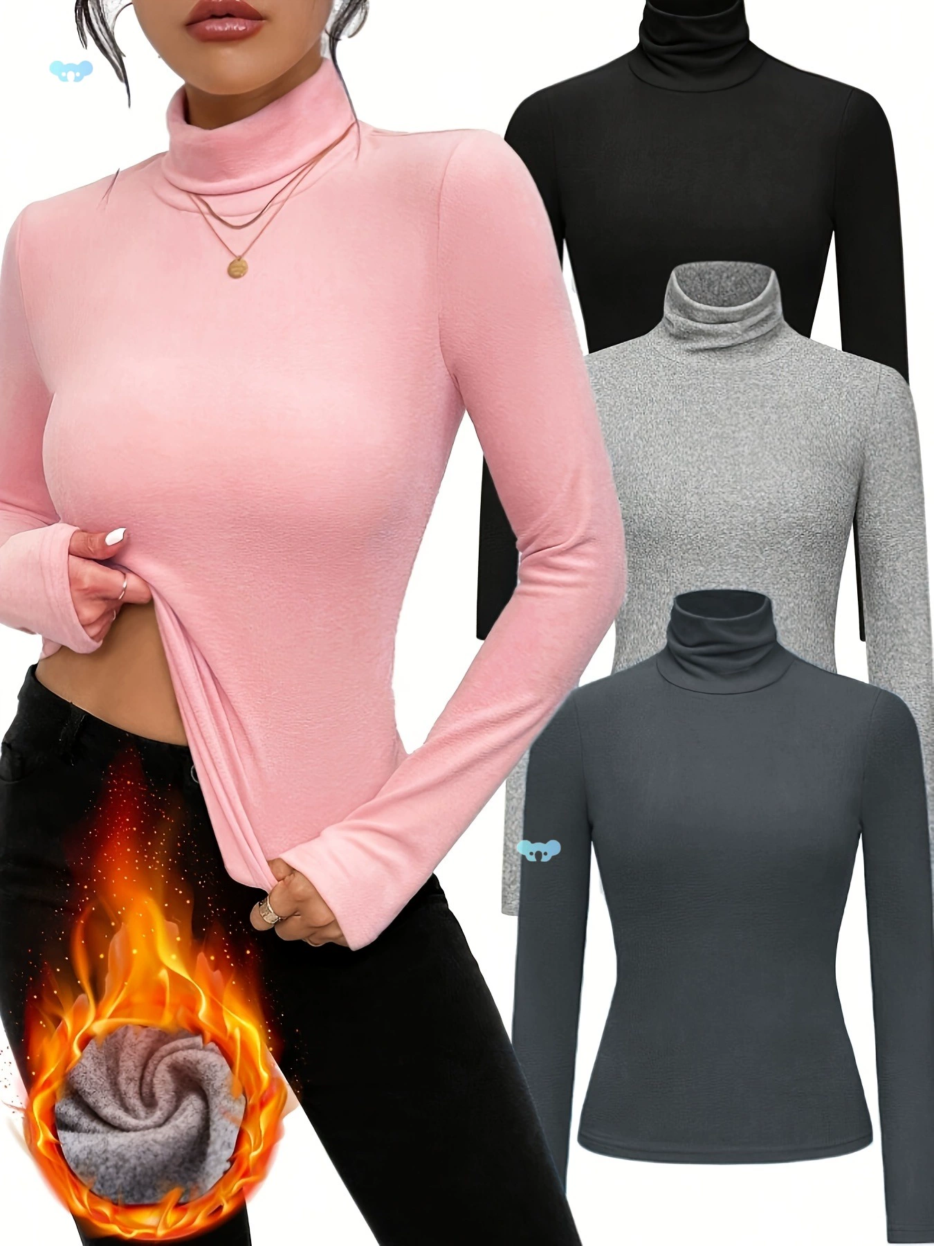 Комплект из 4 предметов, рубашка базового слоя с длинными рукавами для женщин с бархатом