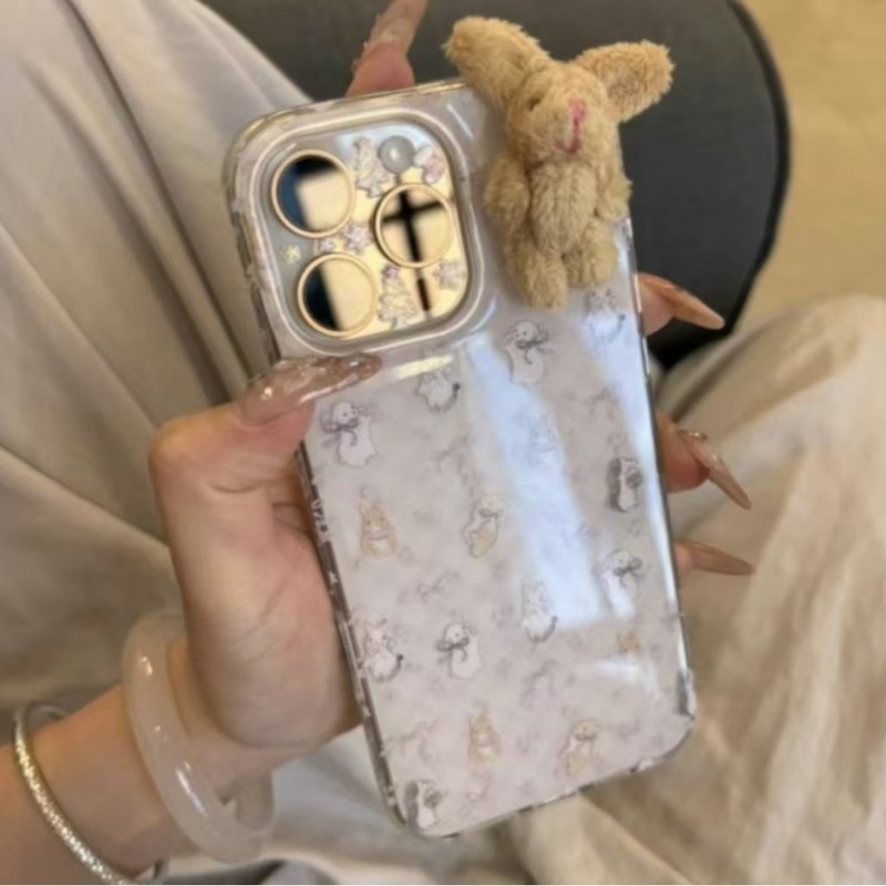 Insかわいいファンデーションウサギはリンゴ16promax携帯ケースiPhone15の新型13/14/12/11を適用している|undefined