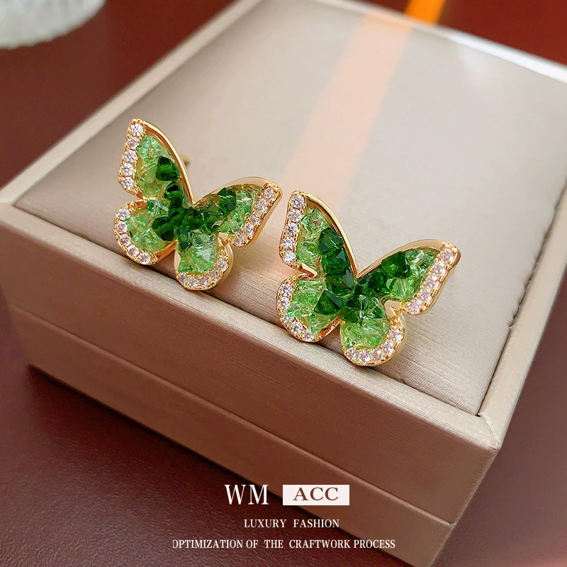 Серебряная игла, модные зеленые жемчужные серьги, широкая цветовая палитра, цветочный узор