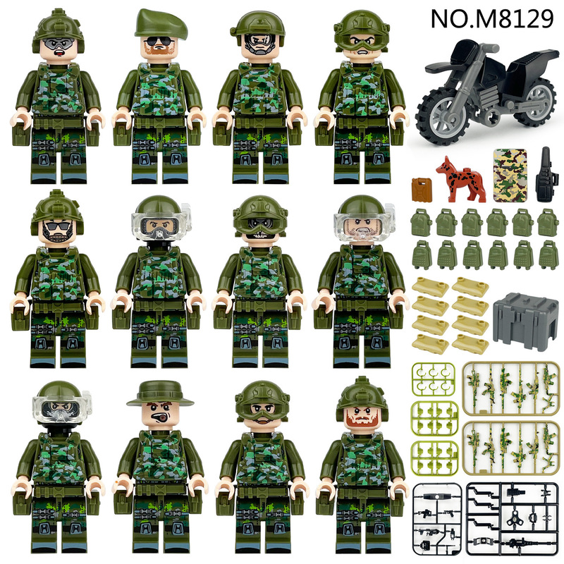 48 Children's Assembled Small Particle Building Blocks Toys Motorcycle Weapon Accessories Hot Selling Military Men Cross-border Wholesale