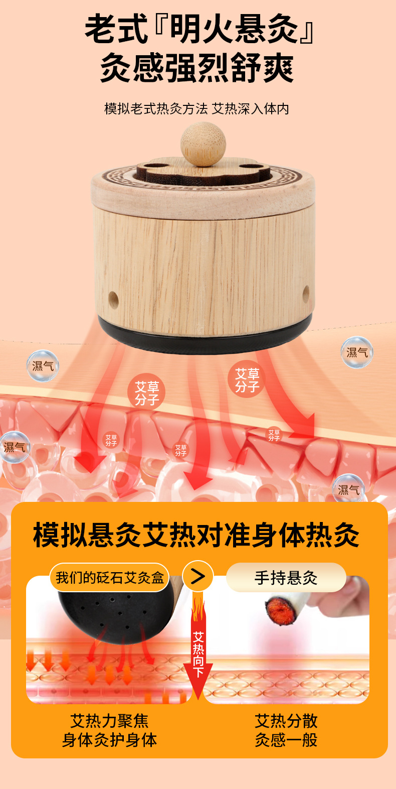 Bian Stone Moxibustion Jar and Box Set Facial and Abdominal Warm Moxa Device with 54 Moxa Cones and 30 Golden Beans overview