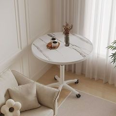プーリー付きのシンプルな昇降可能なラウンドテーブル、家庭用バルコニーの小さなテーブル、レジャー受付交渉テーブル、ソファサイドのベッドサイドの小さなテーブル