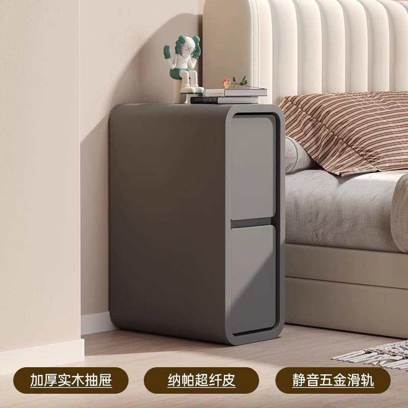 极窄实木床头柜家用卧室轻奢高级感黑色小型超窄夹缝床边收纳柜子|undefined