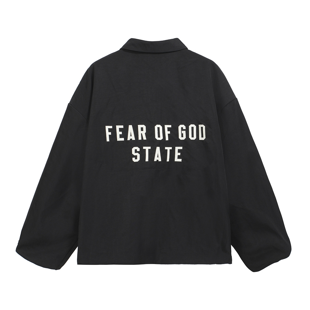 24FW nuevo FOG ESSENTIALS letras pegatinas bordadas bordadas collar chaqueta de collar de hebilla de una sola fila