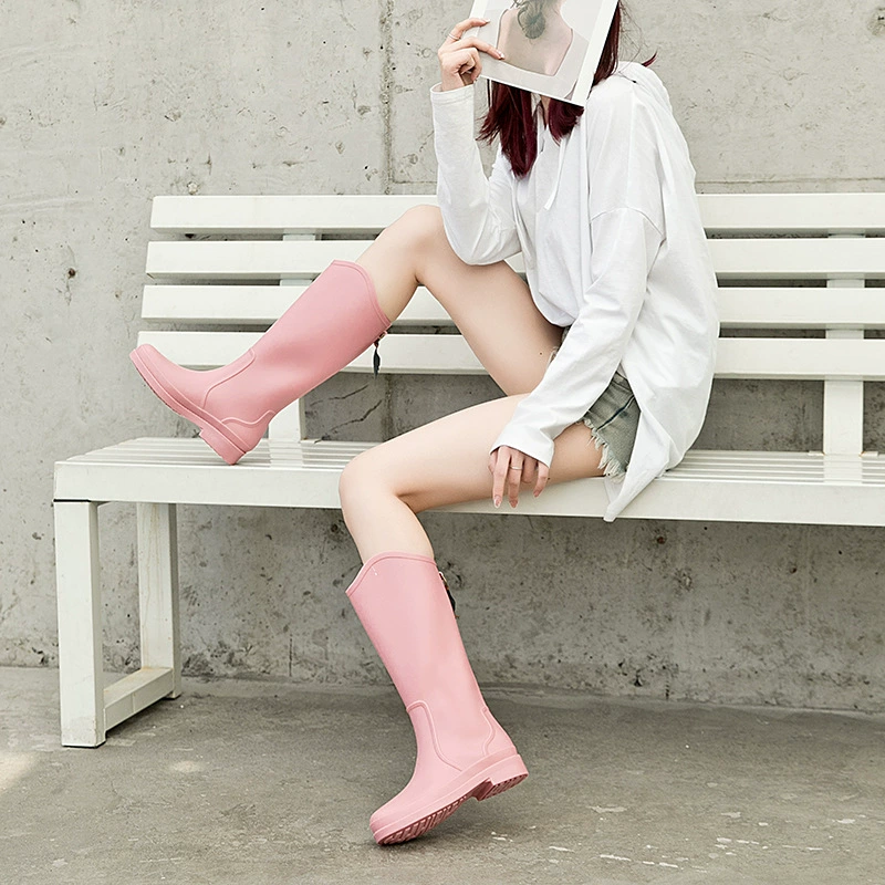 Модные трансграничные резиновые сапоги, женская верхняя одежда, водонепроницаемая обувь средней трубы для мойки автомобилей и покупок овощей, теплые резиновые сапоги от дождя, водонепроницаемая резиновая обувь высокой трубки, осень