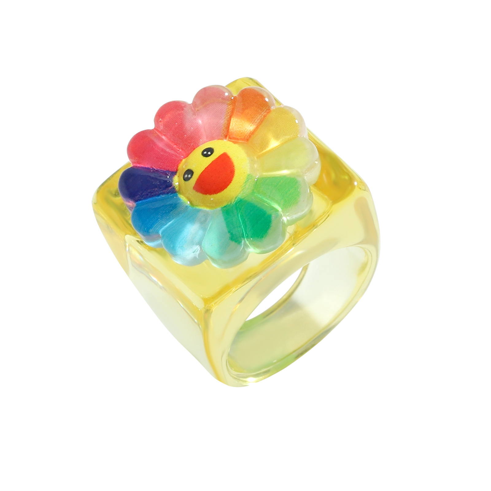 Wholesale Jewelry Resin Acrylic Blooming Smiley Ring Nihaojewelry display picture 26