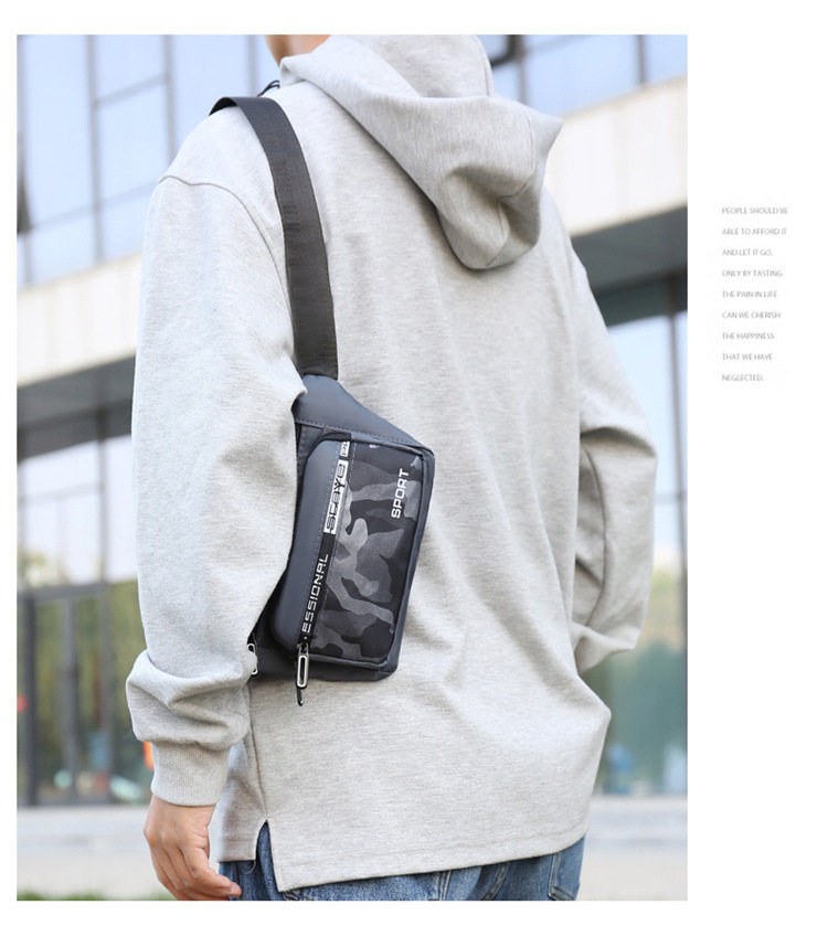 Crossbody bag, men's waist bag, ins trendy Japanese men's single-shoulder bag, 2024 new men's bag, Oxford fabric mobile phone chest bag undefined