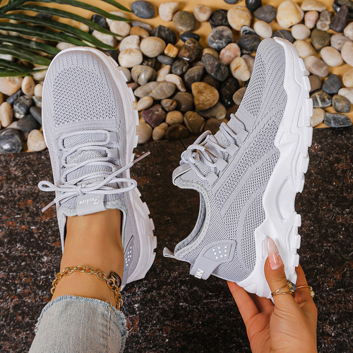 New Fashion Knit Mesh Women's Summer Shoes, Versatile Stylish Breathable Athletic Mesh Slip-Ons for Girls