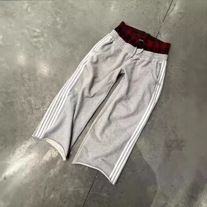 ファッションシンプルなストライプのカジュアルなズボンの男女のレトロな原宿のゆったりしたストレートなズボンのハイウエストのゆったりしたヒップホップのスポーツズボン|undefined