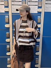 韩系别致巨好看的早秋条纹卫衣女2025秋季新款宽松上衣设计感小众