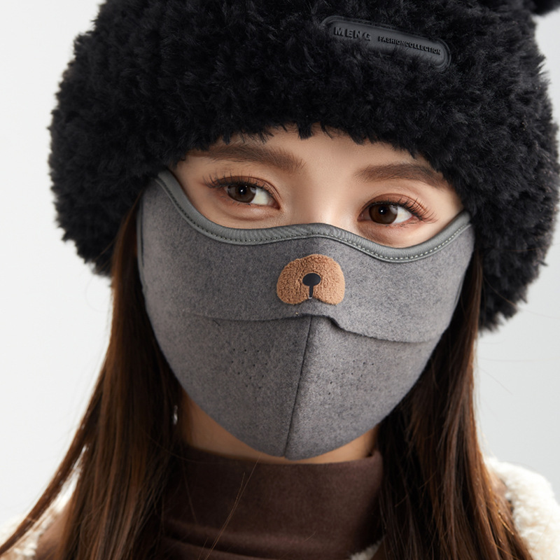 秋冬保暖口罩女新款高颜值可水洗3D立体绒感骑行透气百搭防紫外线|undefined