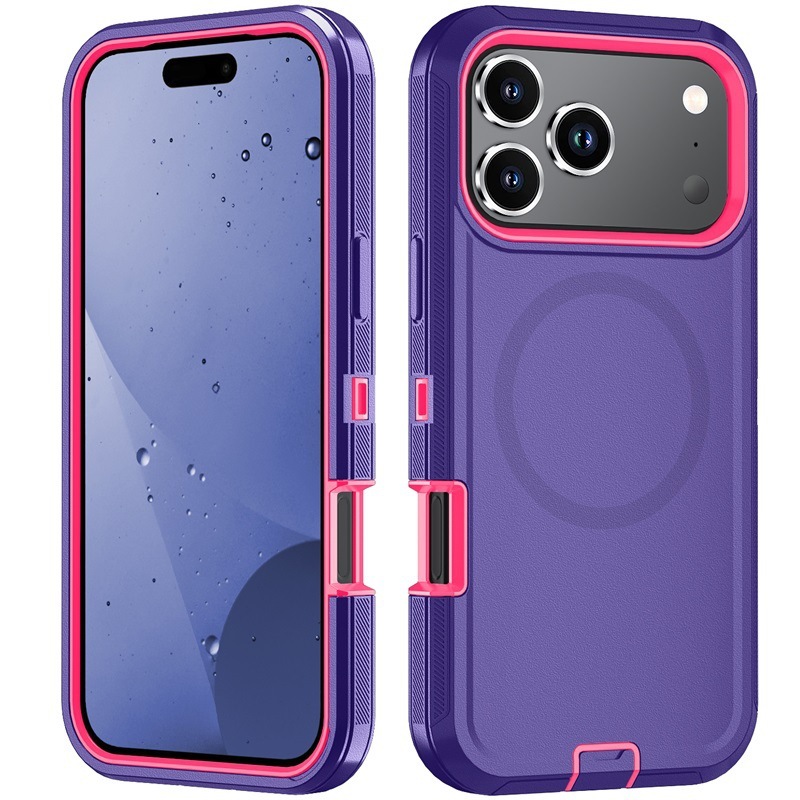 Apple 携帯電話ケース iphone17 Pro スリーインワン磁気携帯電話ケース、バッククリップホルダー付き、クロスボーダーモデルに適しています。|undefined