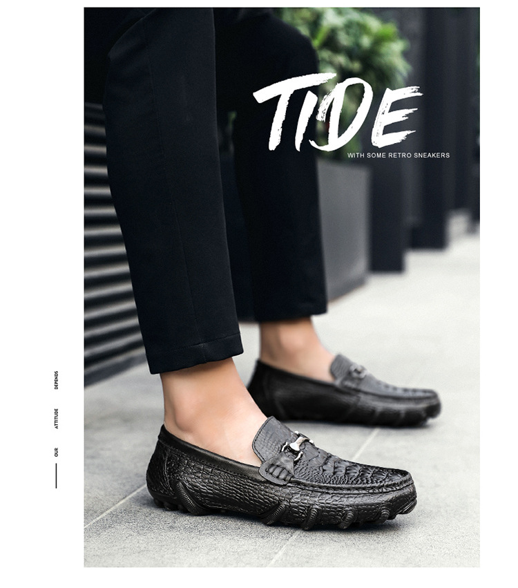 New octopus leather crocodile pattern loafers