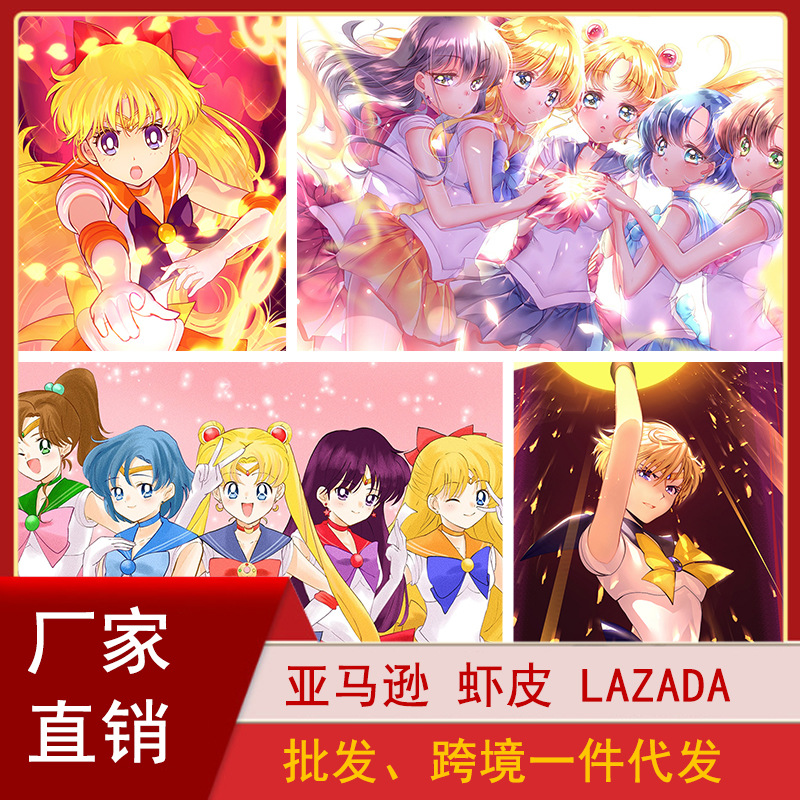 DIY數字油畫動漫跨境一件代發卡通美少女戰士月野兔可愛裝飾畫