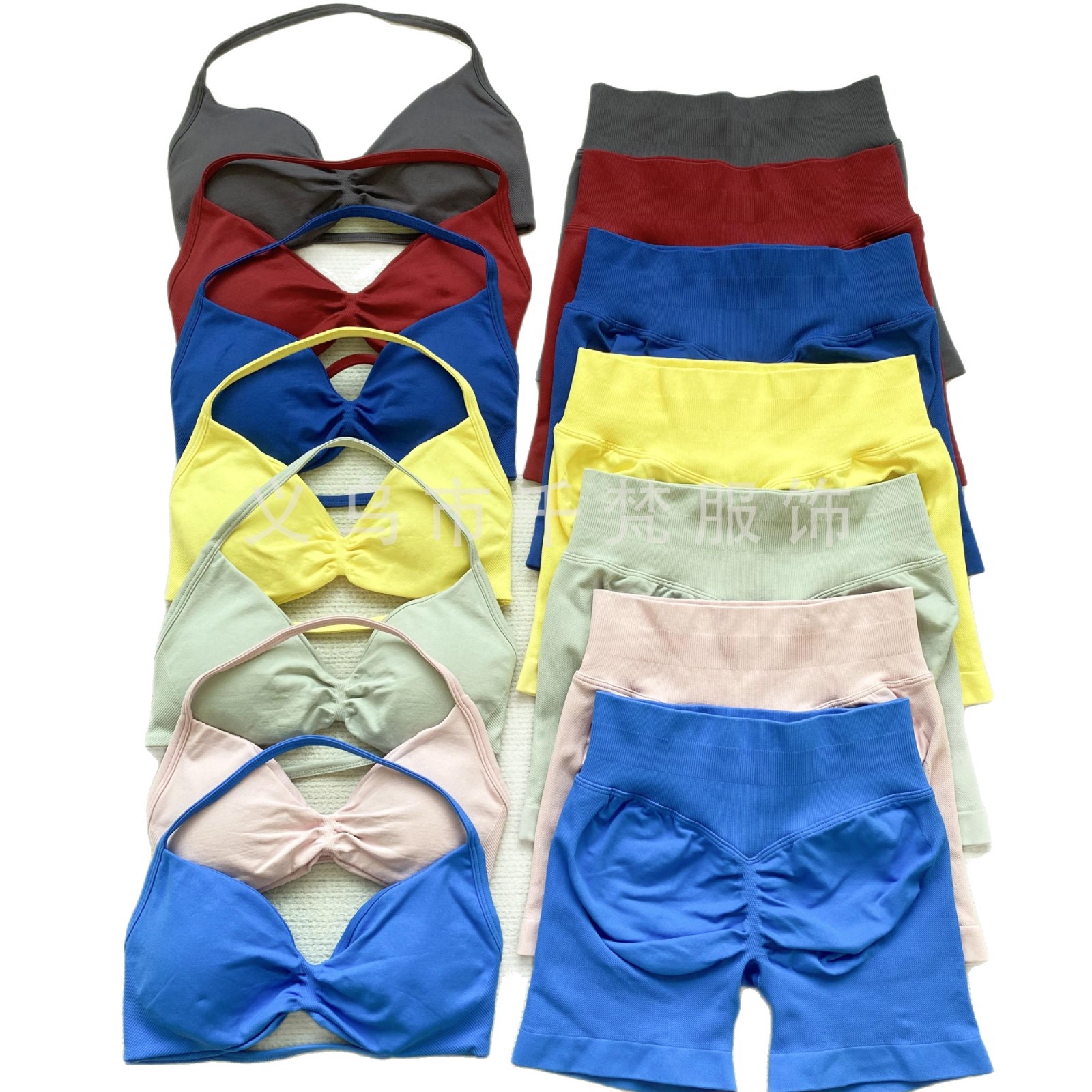 DFYNE AliExpress 同じスポーツスーツホルターネックブラジャースポーツタイトヨガショーツフィットネススーツ