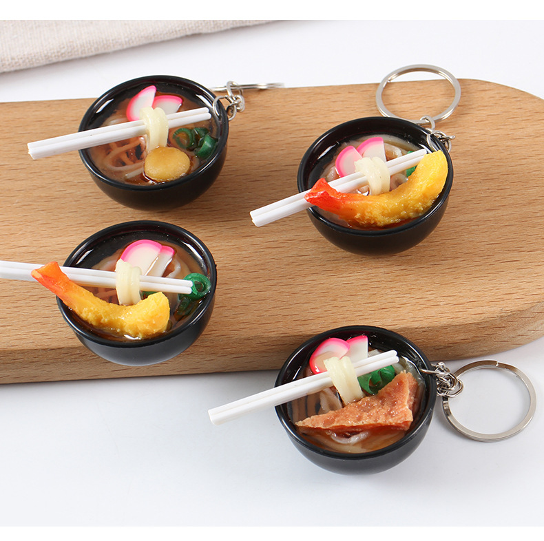 Simulation Three-dimensional Chopsticks Noodles Model Keychain Pendant Food Play Play Toys Japanese-style Lamen Noodles Bowl Food Ornaments