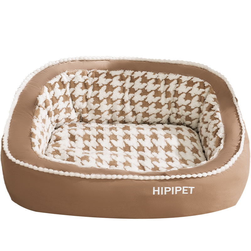 Marrón mil pájaros cuadrícula de espalda elíptica gran perro dorado labrador otoño invierno cálido cama de perro suave perro ninillo