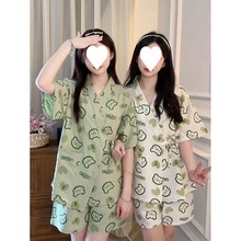 棉纱布睡衣女夏天日系和服款甜美学生ins风短袖短裤居家服套装星